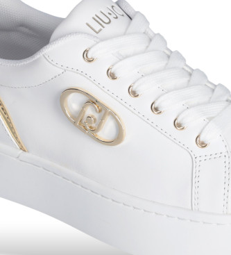 Liu Jo Leren sportschoenen wit metallic logo