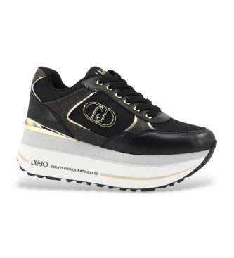 Liu Jo Maxi Wonder leren sportschoenen zwart