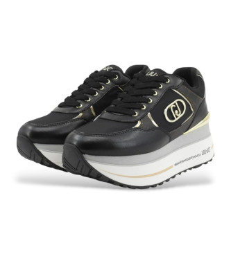 Liu Jo Maxi Wonder leren sportschoenen zwart