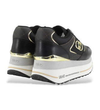 Liu Jo Maxi Wonder leren sportschoenen zwart