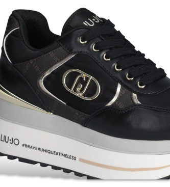 Liu Jo Maxi Wonder leren sportschoenen zwart