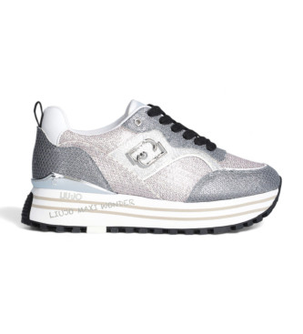 Liu Jo Sneakers Maxi Wonder in pelle argento