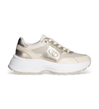 Liu Jo Leather and gold lurex trainers