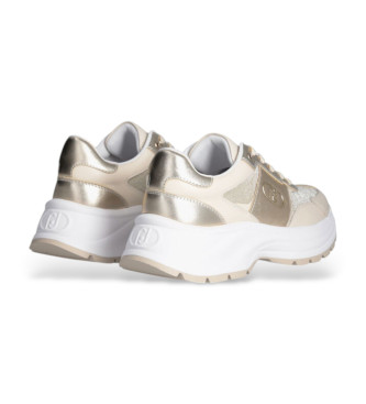 Liu Jo Leather and gold lurex trainers