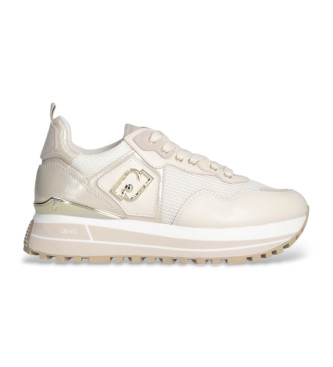 Liu Jo Sneakers con plateau in pelle e rete beige