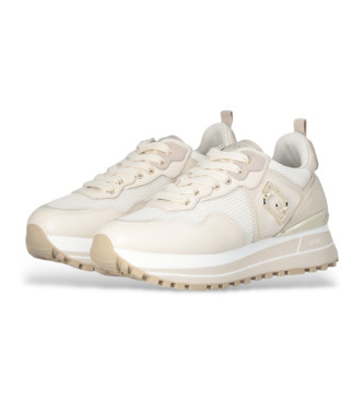 Liu Jo Sneakers con plateau in pelle e rete beige