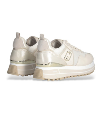 Liu Jo Sneakers con plateau in pelle e rete beige