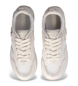 Liu Jo Sneakers con plateau in pelle e rete beige