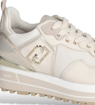 Liu Jo Sneakers con plateau in pelle e rete beige