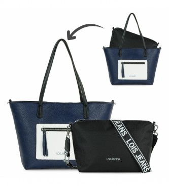 Lois Bolso shopping Neacola azul, blanco -41-29x27x12cm-