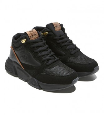Lois 85789 black sneakers with black button fastening
