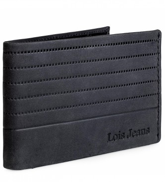 Lois Jeans Lederen portefeuille met buitenportefeuille en RFID-bescherming LOIS 202286 kleur zwart