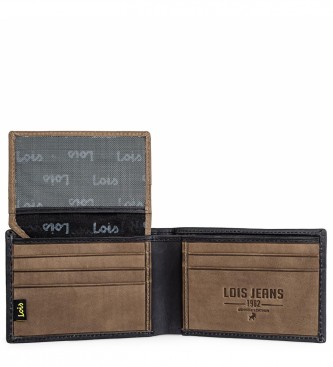 Lois Jeans Usnjena denarnica z zunanjo denarnico in zaščito RFID LOIS 202286 črna barva