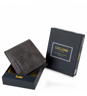 Lois Jeans Lederen portefeuille met binnenportefeuille en RFID-bescherming LOIS 201411 donkerbruin van kleur