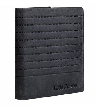 Lois Jeans Usnjena denarnica z notranjo denarnico in zaščito RFID LOIS 202220 črna barva