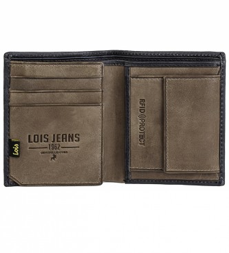 Lois Jeans Usnjena denarnica z notranjo denarnico in zaščito RFID LOIS 202220 črna barva