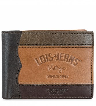 Lois Jeans Carteira de couro com carteira interior e proteco RFID LOIS 203201 cor castanha