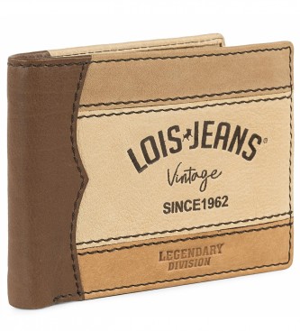 Lois Jeans Lederen portefeuille met binnenportefeuille en RFID-bescherming LOIS 203201 lichtbruine kleur