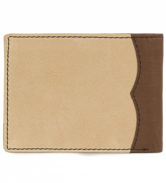 Lois Jeans Skórzany portfel z wewnętrzną kieszenią i ochroną RFID LOIS 203201 w kolorze jasnobrązowym