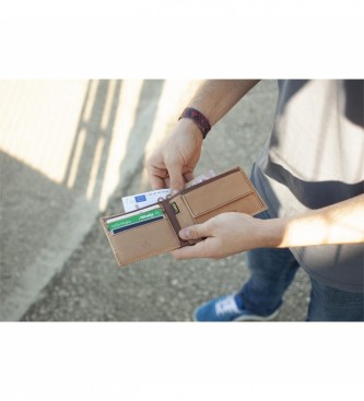 Lois Jeans Skórzany portfel z wewnętrzną kieszenią i ochroną RFID LOIS 203201 w kolorze jasnobrązowym