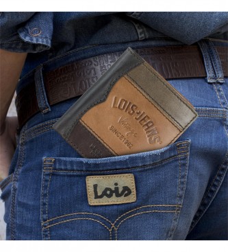 Lois Jeans Portefeuille en cuir avec porte-monnaie intrieur et protection RFID LOIS 203206 couleur marron