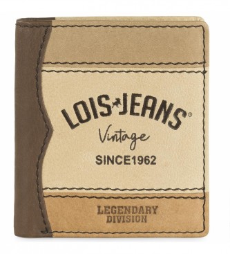 Lois Jeans Portafoglio in pelle con portamonete interno e protezione RFID LOIS 203206 colore marrone chiaro