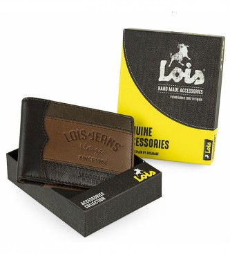 Lois Jeans Lederen portefeuille met RFID-bescherming LOIS 203207 kleur bruin