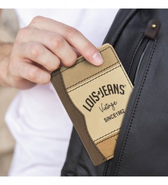Lois Jeans Plnbok i lder med RFID-skydd LOIS RFID 203218 ljusbrun frg