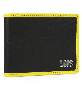 Lois Jeans Portafoglio in pelle RFID 206708 nero-giallo