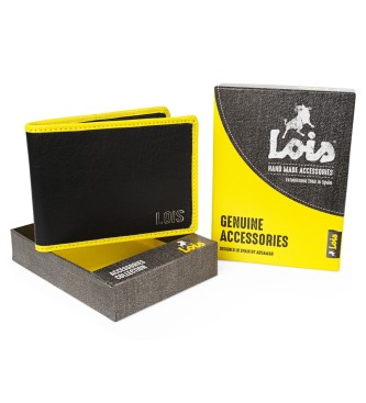 Lois Jeans Usnjena denarnica RFID 206708 črno-rumena barva
