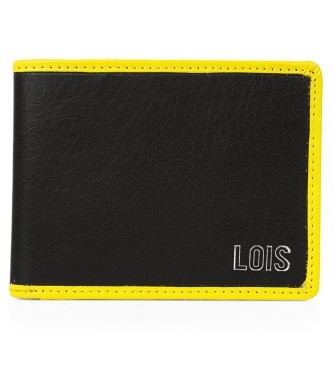 Lois Jeans Portafoglio in pelle RFID 206708 nero-giallo