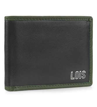 Lois Jeans Skórzany portfel RFID 206708 kolor czarny-khaki