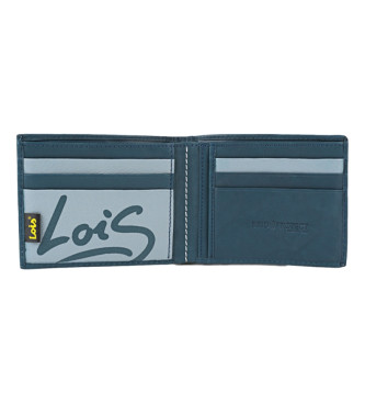 Lois Jeans Carteira de couro RFID 205507 azul-cinzento