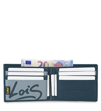 Lois Jeans Skórzany portfel RFID 205507 w kolorze niebiesko-szarym