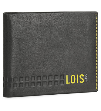 Lois Jeans Portefeuille en cuir RFID 205507 noir-jaune