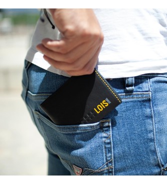 Lois Jeans RFID leather wallet 205507 black-yellow colour