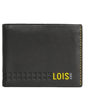 Lois Jeans Portefeuille en cuir RFID 205507 noir-jaune
