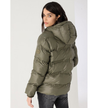 Lois Jeans Grn puffercoat med htte