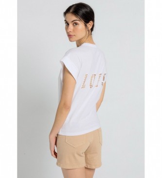Lois Jeans Kortrmet T-shirt med logo p ryggen hvid