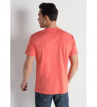 Lois Jeans T-shirt con scollo a V con grafica color salmone