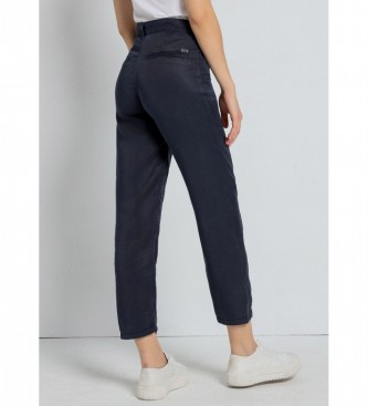 Lois Jeans Pantaloni chino | Scatola alta - pieghe larghe blu scuro