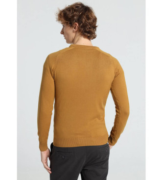 Lois Jeans Osnovni rjavi pulover z V-izrezom