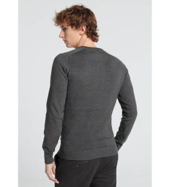 Lois Jeans V-neck V-neck pullover with grey bull embroidery