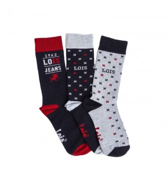 Lois Jeans Pack 3 pairs of Socks 29516 Black, Gray