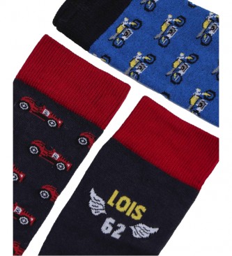 Lois Jeans 3-Paar-Pack Transporter-Socken Schwarz, Blau