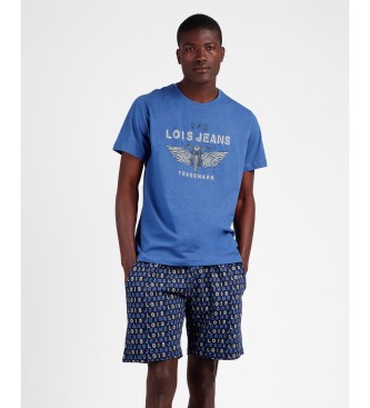 Lois Jeans Motowings pyjama korte mouw blauw