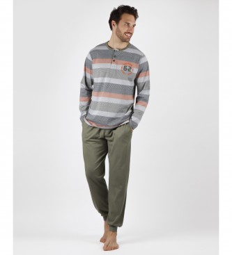 Lois Jeans Men's Camouflage Striped Long Sleeve Pajamas