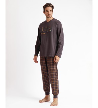 Lois Jeans Speedway langrmet pyjamas brun