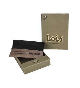 Lois Leather purse with locking system key ring 202402 black, brown -11x7cm