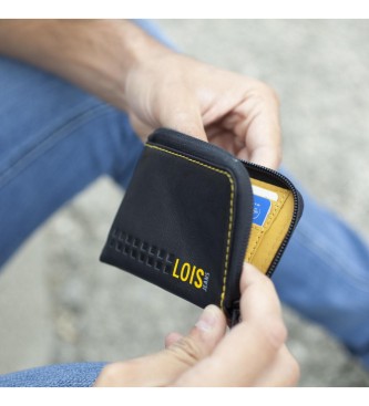 Lois Jeans Usnjena denarnica 205544 črno-rumene barve